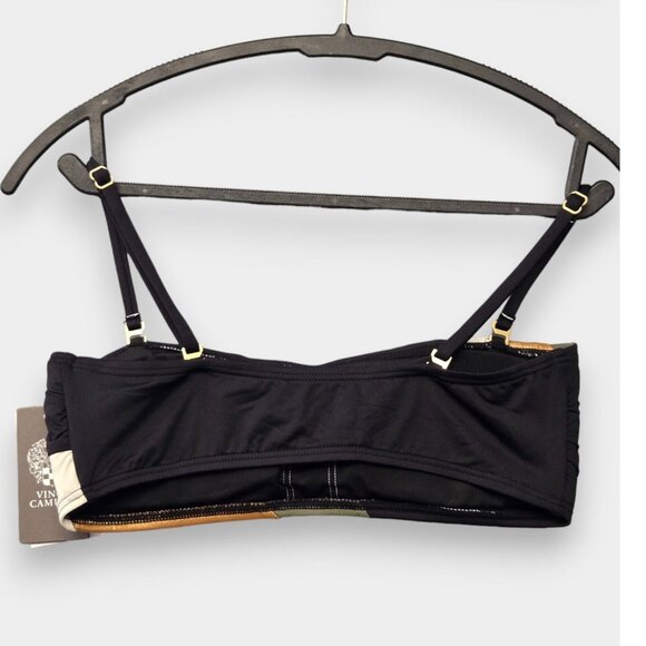 VINCE CAMUTO Gold Shimmer Color Blocked Square Neck Bandeau Swim Top S NWT - Picture 8 of 10